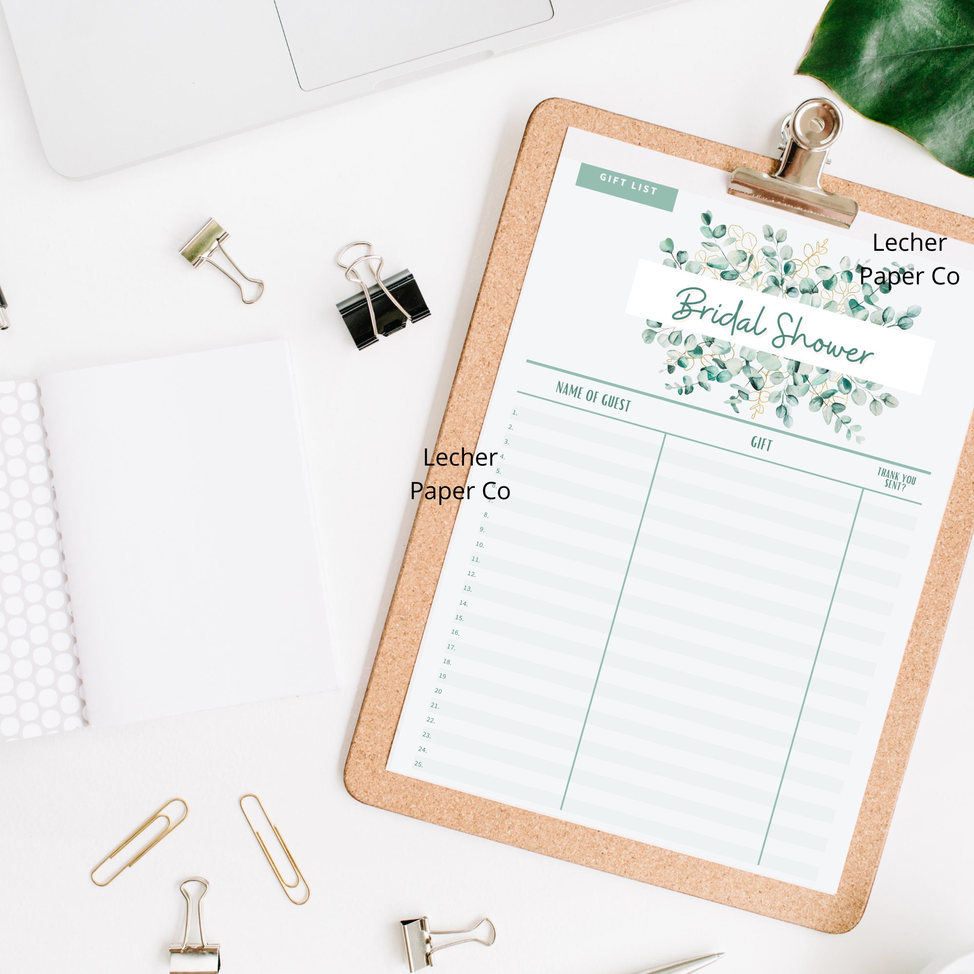 Printable Bridal Shower Gift List Modern Floral Printable | Etsy