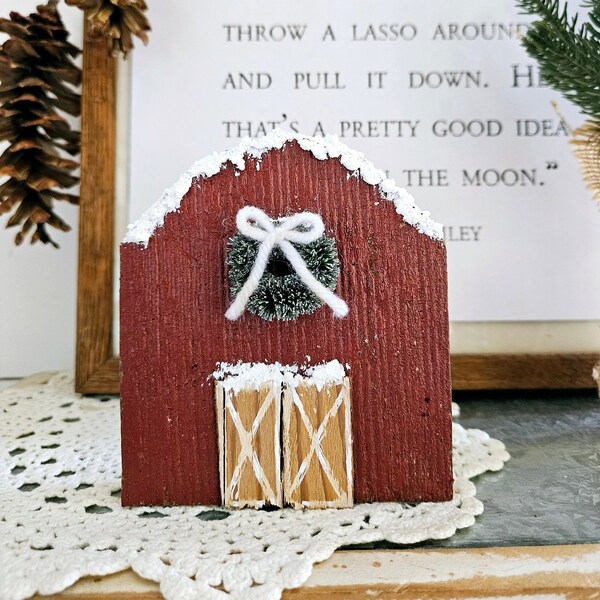 Reclaimed Wood Christmas Barn, wood barn, barn decor, tiered tray decor, Christmas decor, winter decor