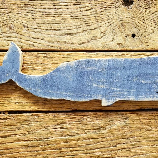 Rustic Wood Whale Wall Art: Coastal Beach House Decor