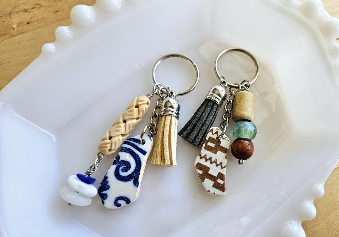 Sea Pottery Key Chain, Beach Key Chain, Sea Pottery Key Chain - Etsy