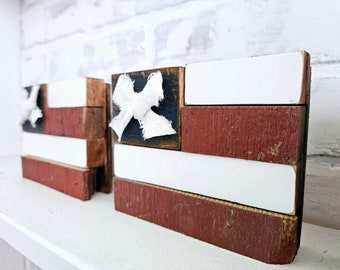 Reclaimed Wood Flag Block, patriotic decor, Americana decor, farmhouse decor