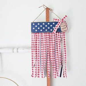 Upcycled Flag Hanger, patriotic decor, Americana decor, rustic patriotic decor, summer decor, primitive americana decor