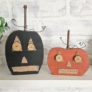 Set of 2 Reversible Pumpkins, primitive pumpkin, pumpkin decor, fall decor, wood pumpkins