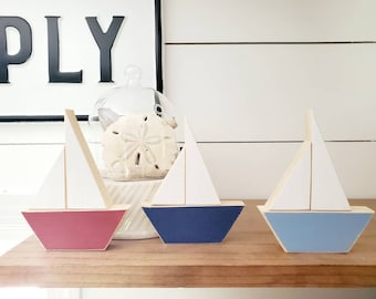 Rustic Wood Sailboat: Nautical Coastal Decor