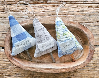 Fabric Tree Ornament: Rustic Christmas Decor