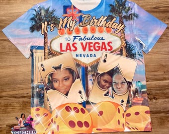 Birthday All Over Print T-Shirt | Personalized T-Shirt | Single Sided | Birthday Shirt | Custom Shirts | Las Vegas Shirt