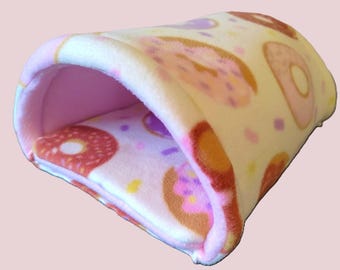 Fleece Pet Tunnel: Pink Donut Pattern - Guinea Pig Hideaway