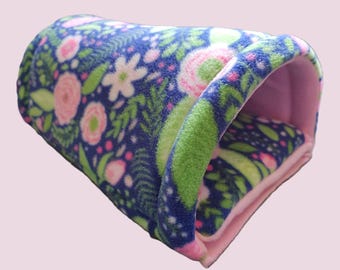 Fleece Cosy Pet Tunnel- Flowers Pattern - Guinea Pigs and Small Pets