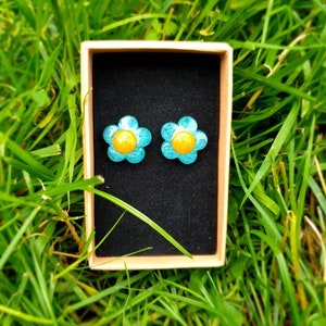 Flower Stud Earrings - Large Studs - Hypoallergenic Resin Earrings