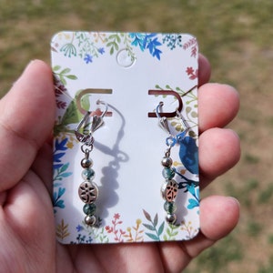 Moss Agate Earrings - Flowers - Tree of Life