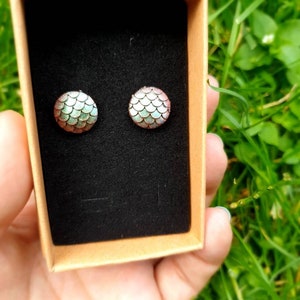 Mermaid Earrings - Dragon Scale Earrings - Hypoallergenic Resin Studs