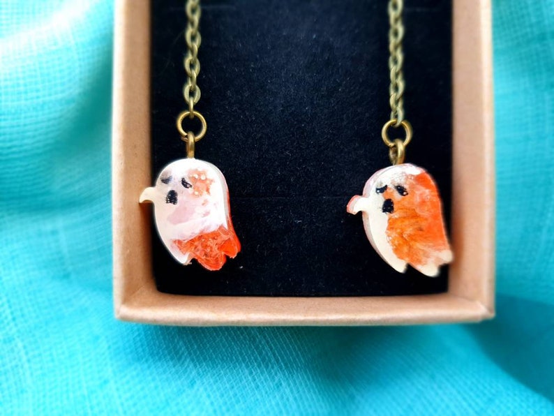Resin Dangle Earrings Orange Creamsicle Ghost Etsy 日本