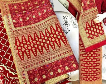 Sarong e fascia Songket in seta indonesiana, tessuto artistico Palembang