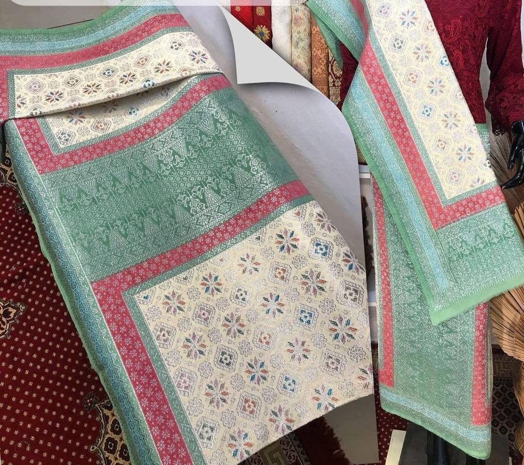 Songket Palembang Silk Fabric, Indonesian Handwoven Textiles