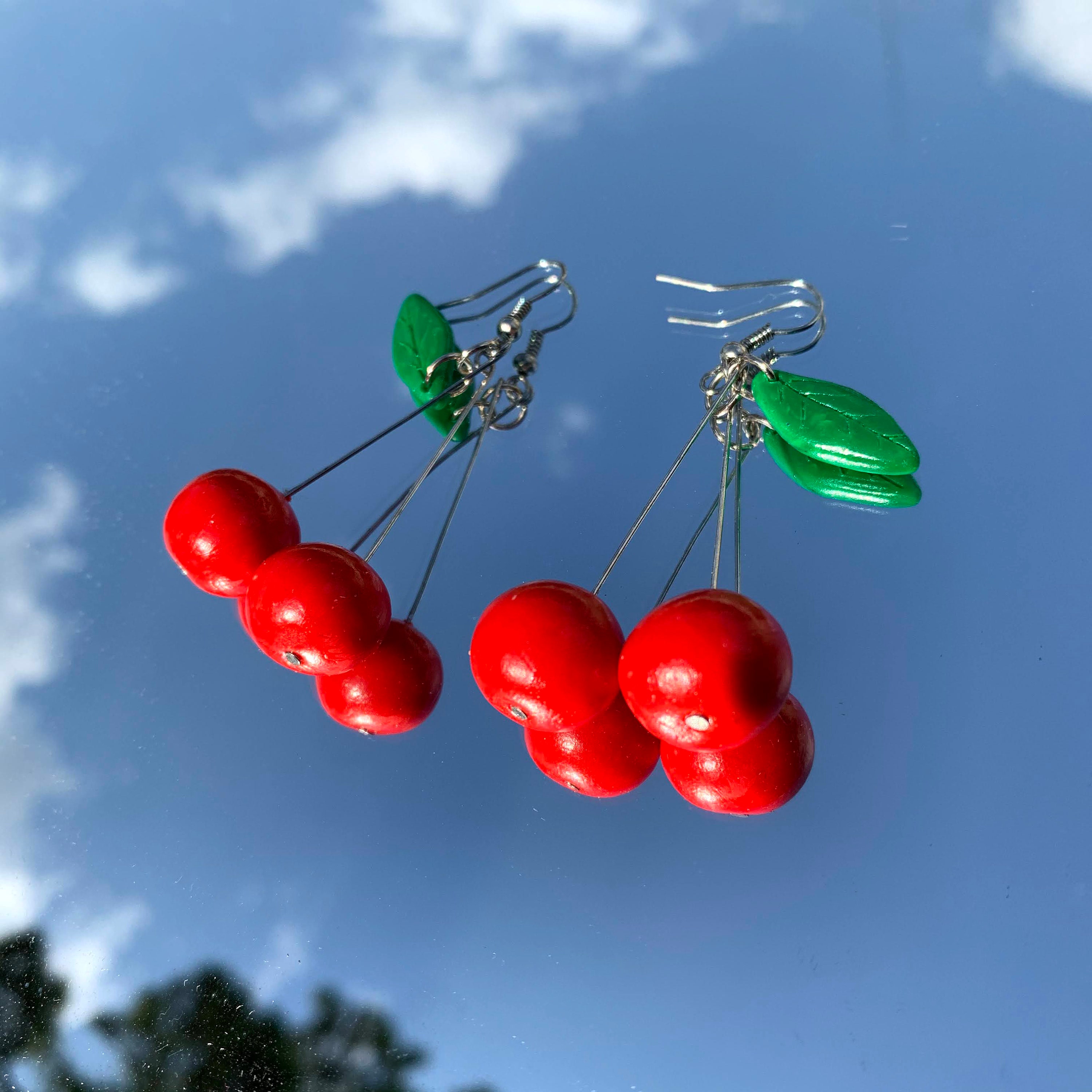 Polymer Clay Cherry Earrings Cou Cou