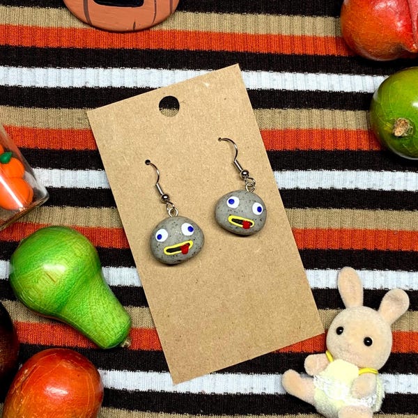 That's a rock fact over de tuinmuur geïnspireerde polymeerklei oorbellen