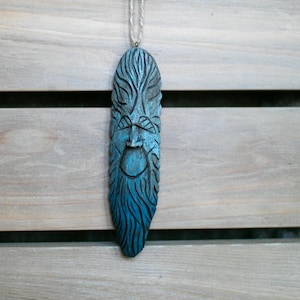 HAND CARVED Blue Wood Spirit