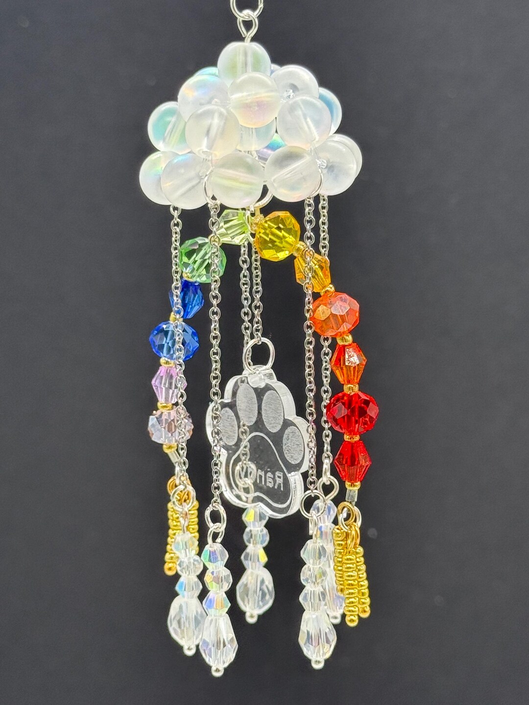 Rainbow Bridge Pet Memorial Suncatcher, Customizable Paw, Pet Loss Gift ...