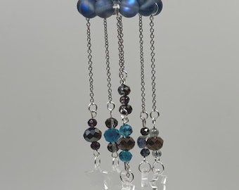 Night Cloud Crystal Quartz Suncatcher Hanging Car Charm Ornament Christmas Ornament, gift, Rearview Mirror car charm