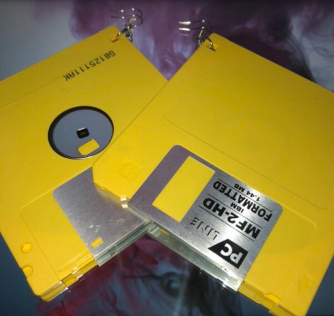 Green Retro Vintage Floppy Disk Earrings Etsy UK