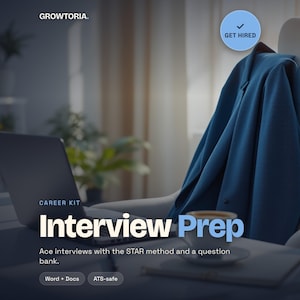 Interview Prep Workbook | STAR Method, Questions Guide (Fillable PDF)