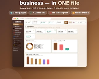 Coffee Shop Pricing Calculator App | Menu Cost, Profit, Invoice (Digital Download)