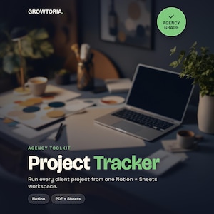Agency Project Tracker | Notion Workspace + Google Sheets Hybrid | For Solo Consultants & Small Agencies Running 3+ Retainers | Growtoria
