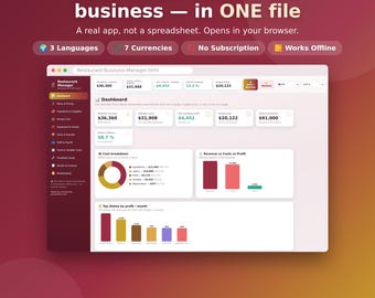 Restaurant Food Cost Calculator App | Menu Pricing, Recipe Profit (Digital Download)