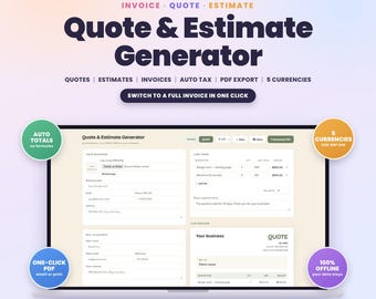Quote and Estimate Generator App, PDF Quote Maker | Invoice Generator for Freelancers and Small Business | Offline, No Subscription