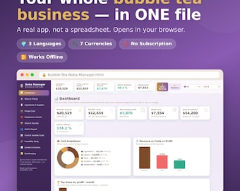 Bubble Tea Business Manager App | Cost, Pricing, Profit Calculator (Offline)