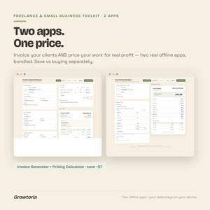 Bundel met factuurgenerator en prijsberekeningstool | Offline apps voor freelancers