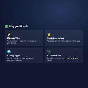 Generatore di fatture e preventivi / Modello di fattura per piccole imprese, contabilità, tenuta dei libri contabili, buste paga, IVA / App offline senza abbonamento immagine 7