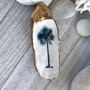 Palm Tree Art, Decoupage Oyster Shell,Coastal Decor,Hostess Gift,Nautical Decor,Ring Dish,Small Trinket Dish,Ring Holder Dish,Tropical Decor image 10