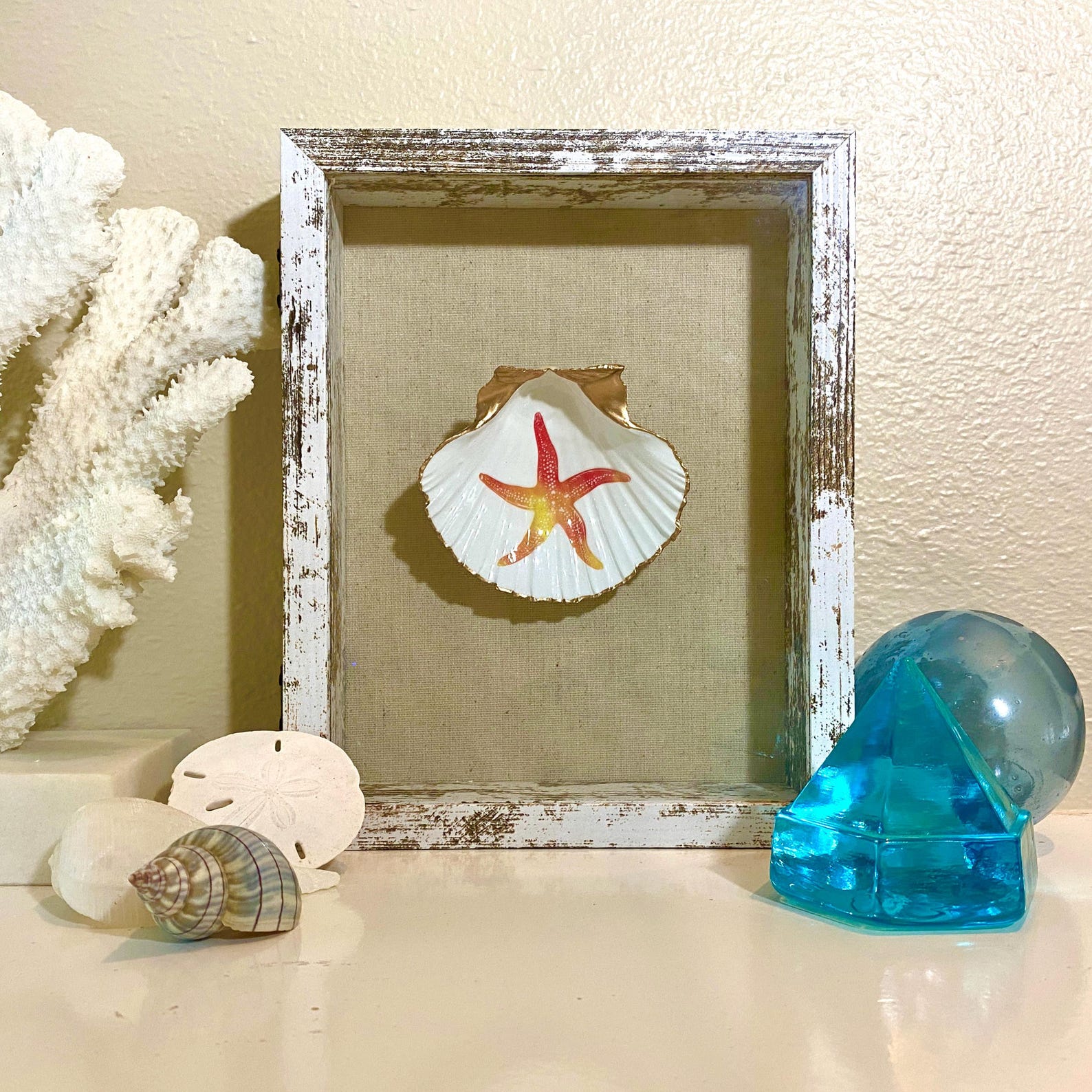 Seashell Shadow Box, Coastal Decor Wall Art, Shells Framed, Beach House ...