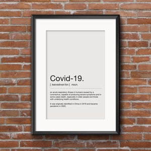 Covid-19. Printable Wall Art, Minimalistic Typography Poster, Black & White, Instant Download