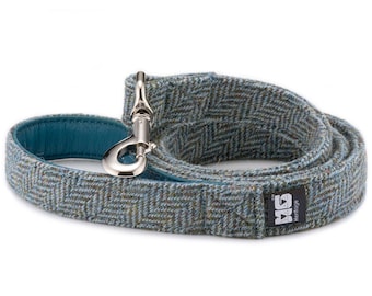 Milo's Blue Arrow Dog Lead Handcrafted in Harris Tweed with Turquoise Leather Lining