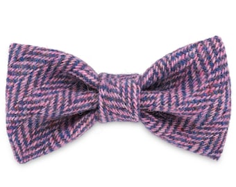 Mia's Purples & Pinks Dog Bow Tie in Harris Tweed