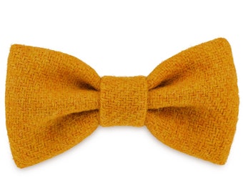 Honey Sunflower Dog Bow Tie in Harris Tweed