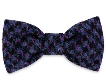 Danni's Purples & Blacks Dog Bow Tie in Harris Tweed