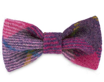 Purdy In Pink Dog Bow Tie in Harris Tweed