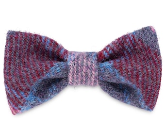 Bonnie's Pinks & Purples Dog Bow Tie in Harris Tweed