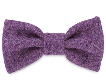 Sasha's Purple Dog Bow Tie in Harris Tweed
