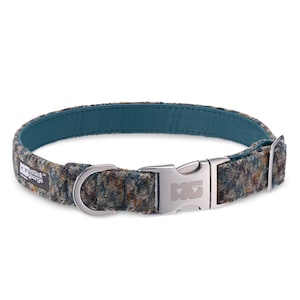 Alfie Hound Dog Collar Handcrafted in Harris Tweed with Turquoise Leather Lining