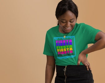 Fiesta San Antonio Tee: Celebrate the City's Biggest Party in Style with Our Vibrant  'Fiesta' Graphic T-Shirt. Perfect for Friends & Family