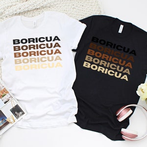 Latina Camiseta Unisex de Manga Corta, Boricua, Puerto Rico, Camiseta Puertorriqueña, Camisa Hispana, Español