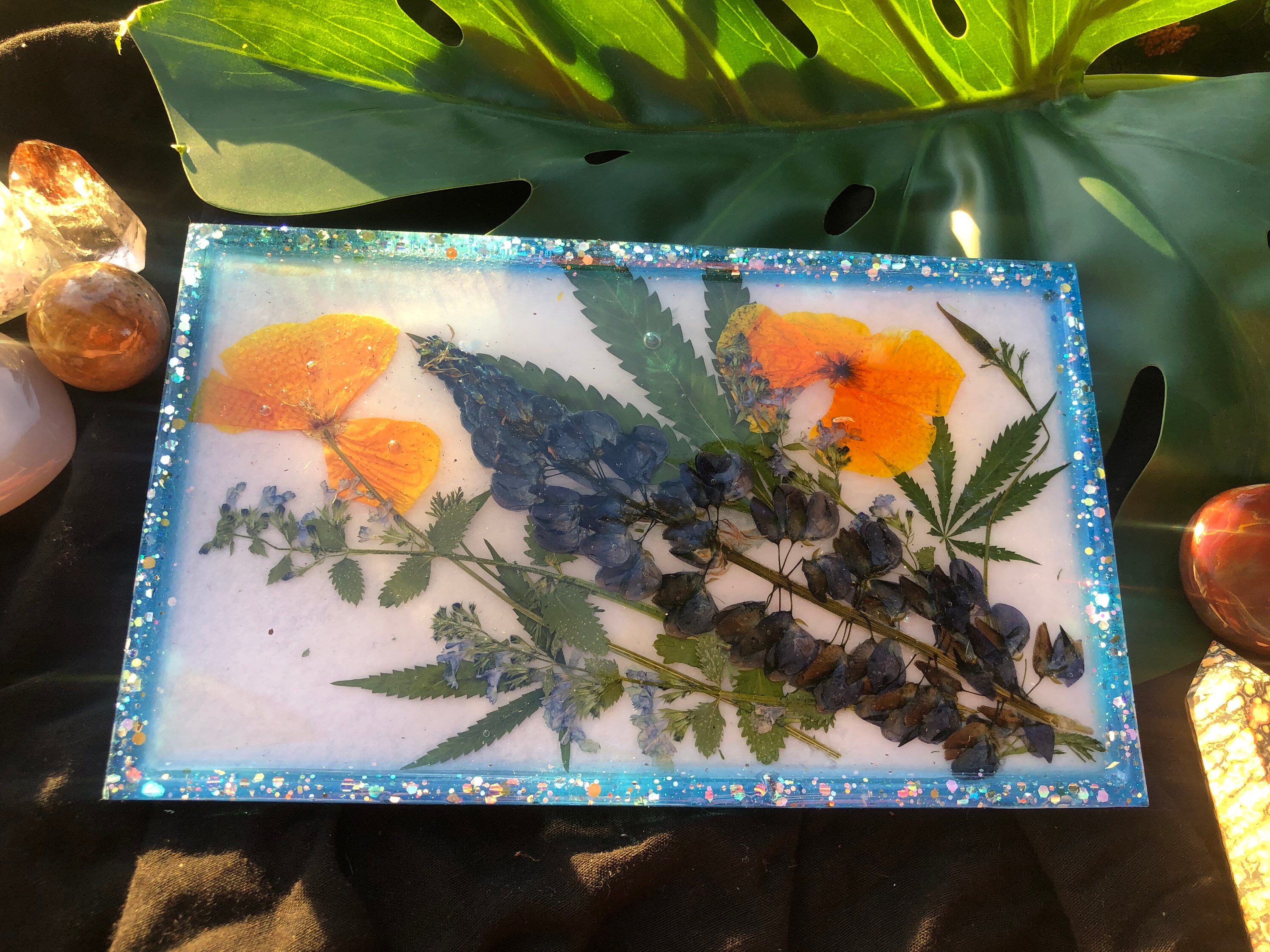 Lupin Cannabis Rolling Tray Floral Cannabis Tray Lupin and | Etsy