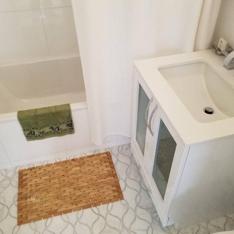 Luxurious Natural Bamboo Bath Mat & Bamboo Fiber Hand Towel Etsy