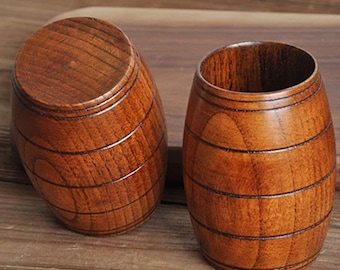 Wooden barrel shaped beer mug WITH a snack bowl, wooden barrel drink mug and snack plate *2 pcs gift set* party favor gift