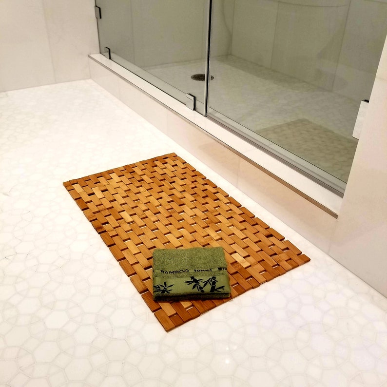 Luxurious Natural Bamboo Bath Mat & Bamboo Fiber Hand Towel Etsy
