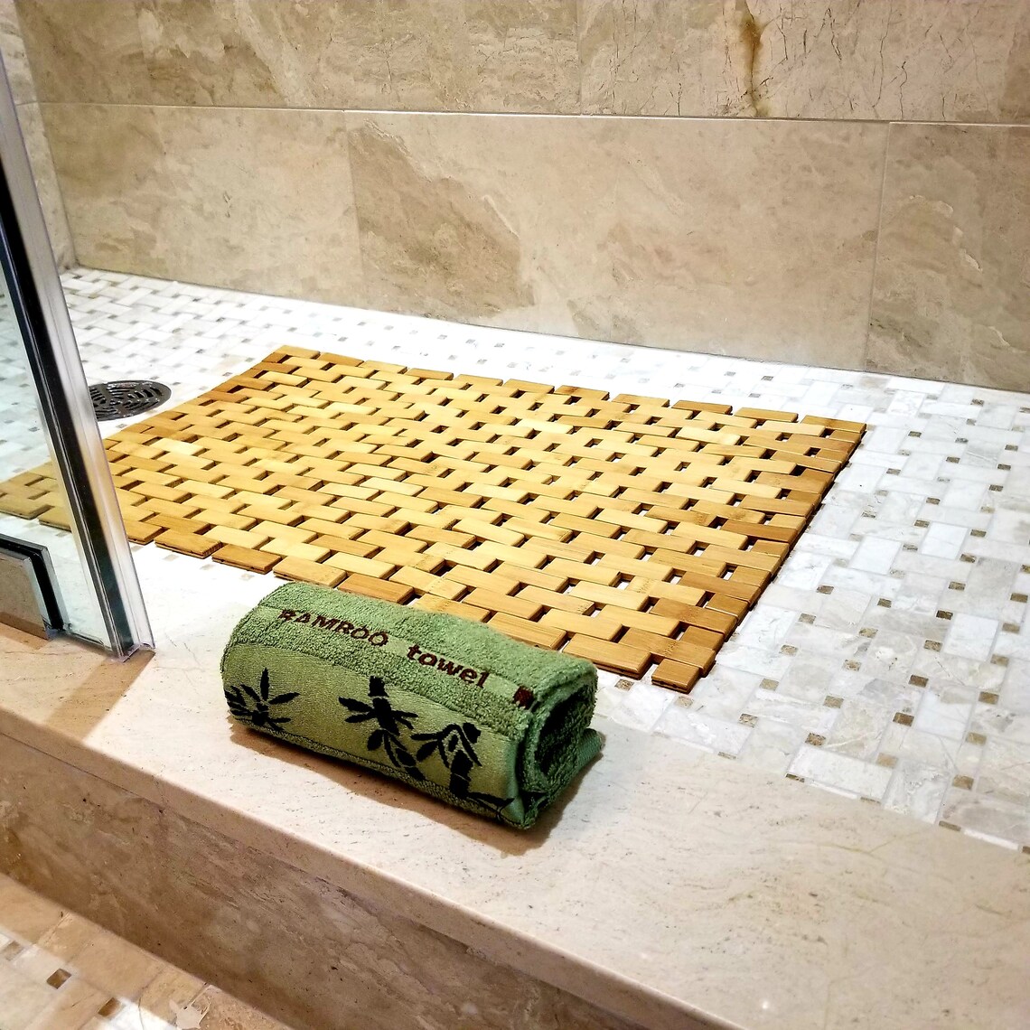 Luxurious Natural Bamboo Bath Mat & Bamboo Fiber Hand Towel Etsy